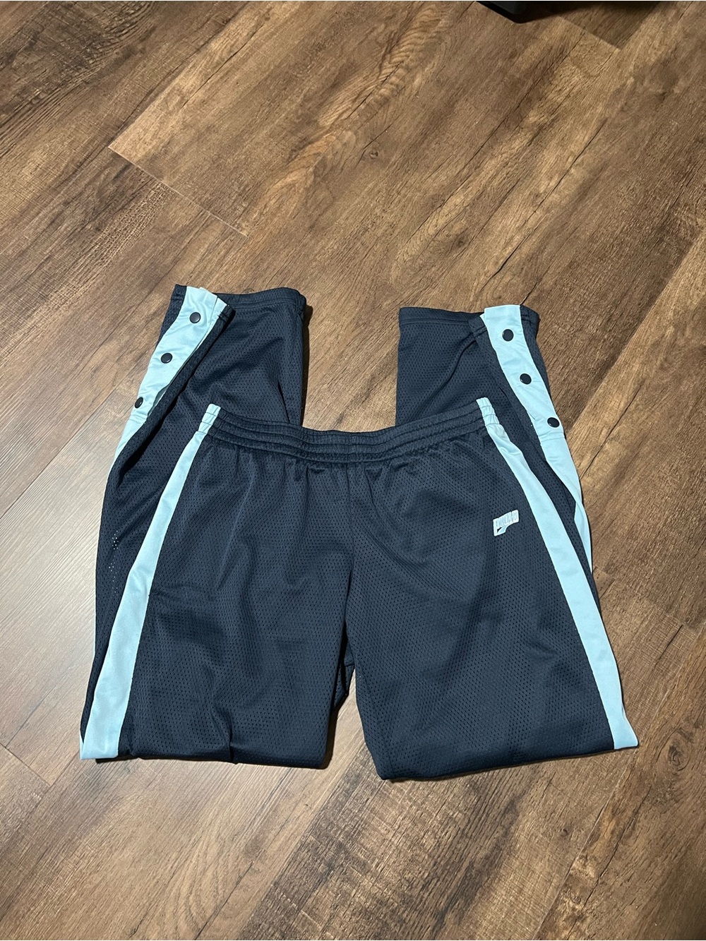 Vintage Navy Puma Track Pants with Light Blue Stripe